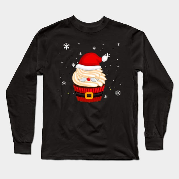 Cute Santa Cupcake Christmas Long Sleeve T-Shirt by Dunnhlpp